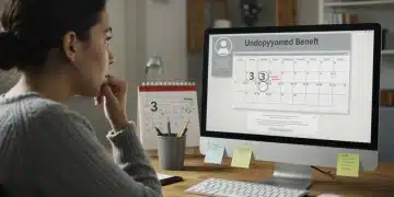 Thoughtful person planning extended unemployment benefits on a laptop