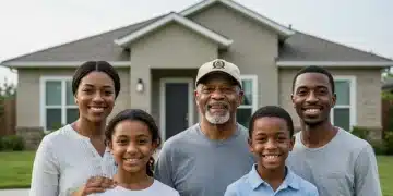 Veteran family smiling, symbolizing financial security with benefits