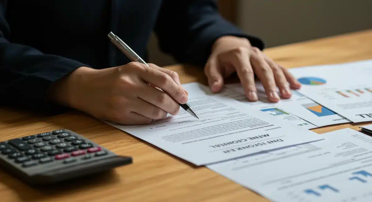 Hands signing documents for veterans' benefits financial planning