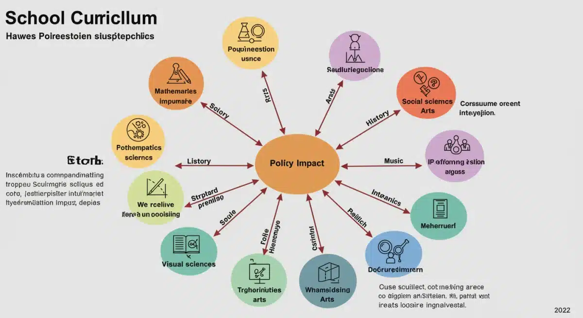 Infographic showing curriculum components and policy impact areas
