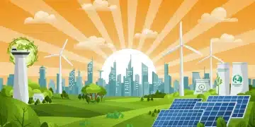 Futuristic cityscape with renewable energy and clean environment, symbolizing new federal climate initiatives.