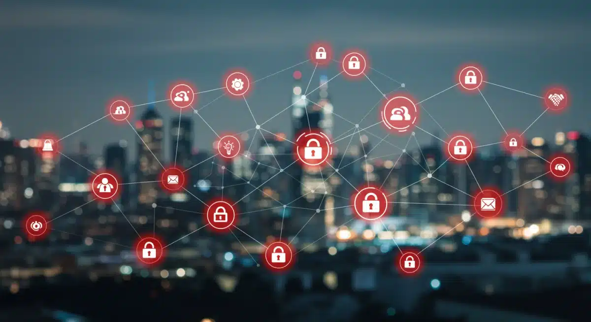 Complex network diagram showing secure and vulnerable points within critical infrastructure.