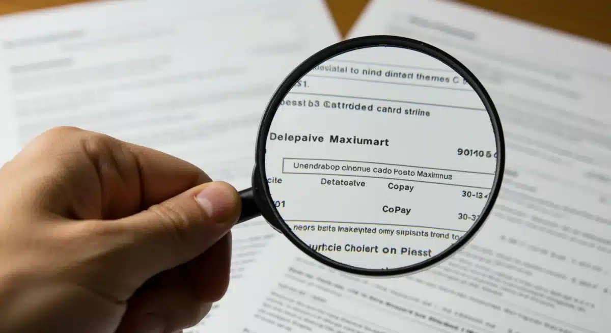 Magnifying glass examining healthcare plan details