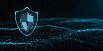 Illustration of a secure digital network protected by a shield, symbolizing national cybersecurity defense.