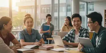 Maximize 2026 Education Tax Credits: Save Up To $2,500 College students studying together in a brightly lit modern university library, representing education and future financial planning.