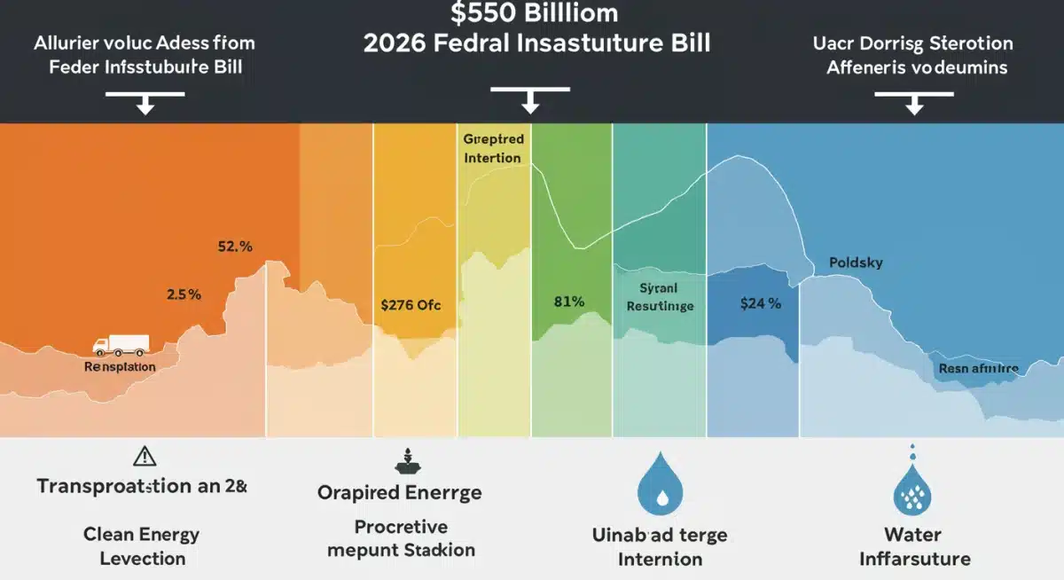 Infographic detailing the 0 billion allocation of the 2026 Federal Infrastructure Bill across key sectors.