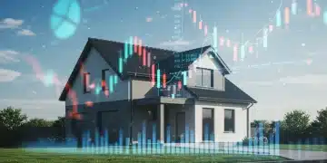 Modern home with financial charts illustrating 2026 mortgage market trends