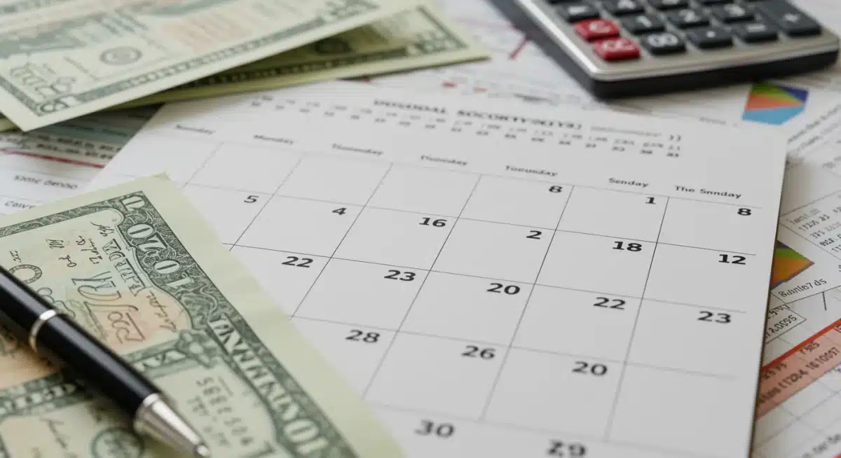 Calendar 2026 with financial documents for Social Security planning.