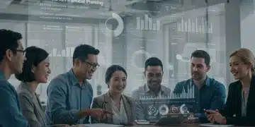 Federal employees reviewing 2026 benefits updates on a digital screen, emphasizing planning and understanding.