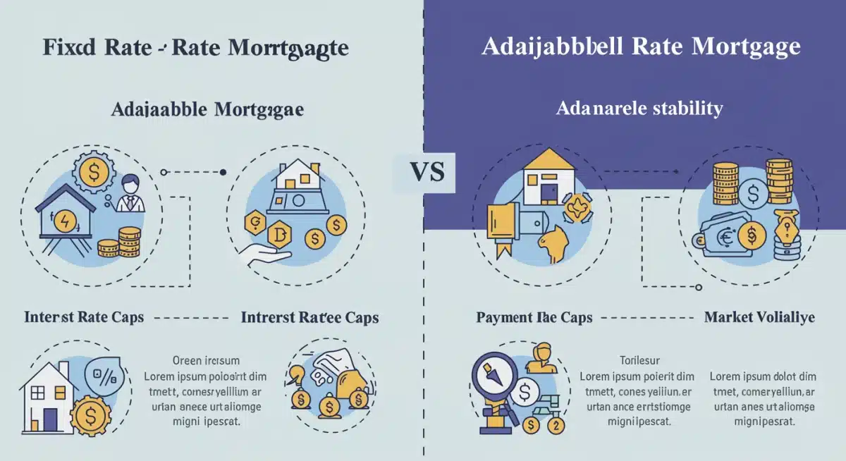Infographic comparing fixed-rate and adjustable-rate mortgage features