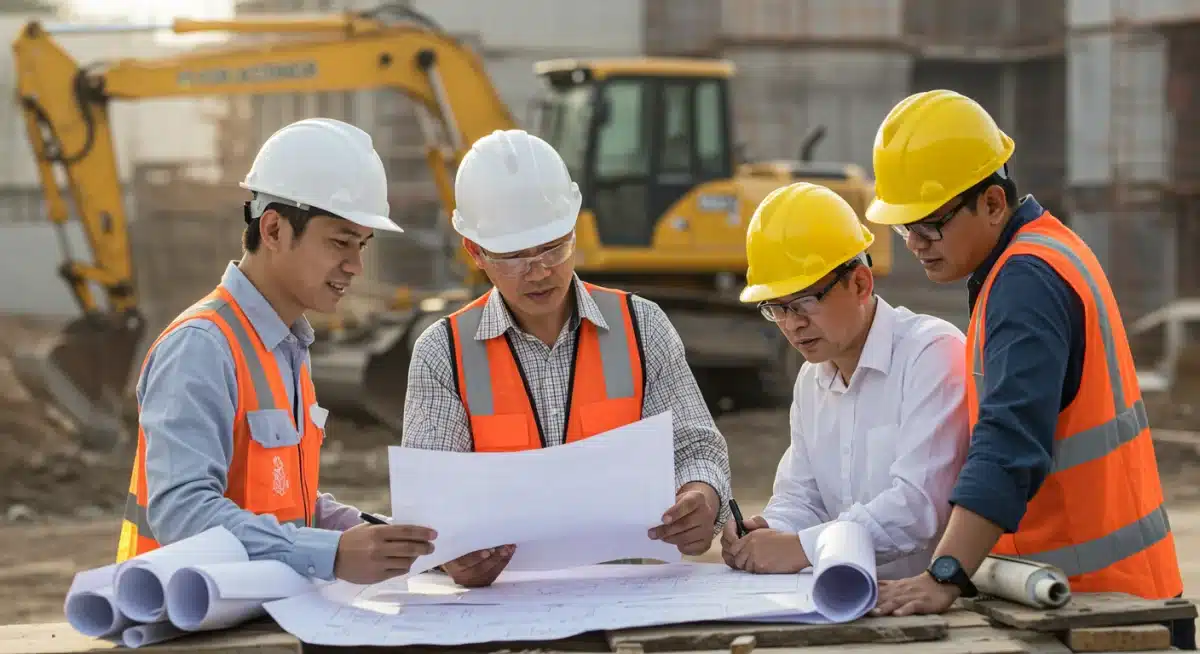 Construction workers on a site, symbolizing job creation from infrastructure investment.