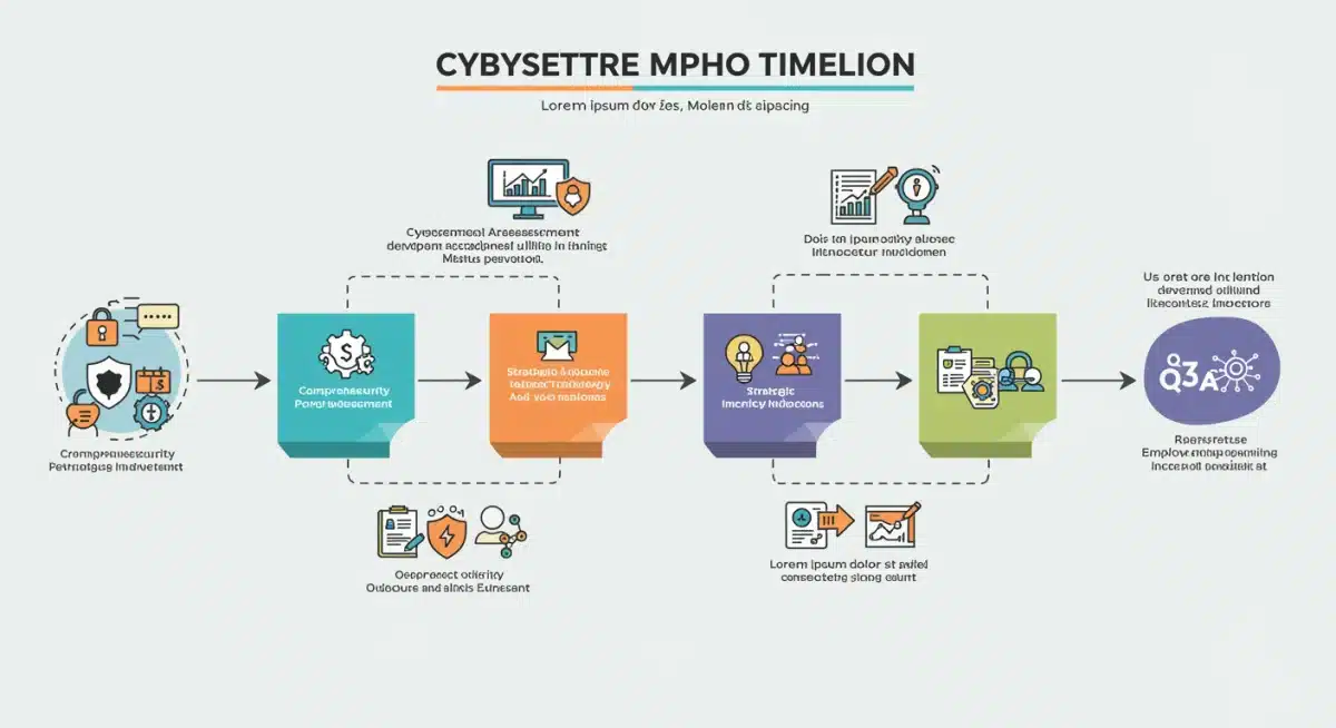 Infographic detailing a cybersecurity implementation timeline with key milestones towards 2026 compliance.