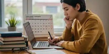 Student focused on writing college essay for 2026 admissions