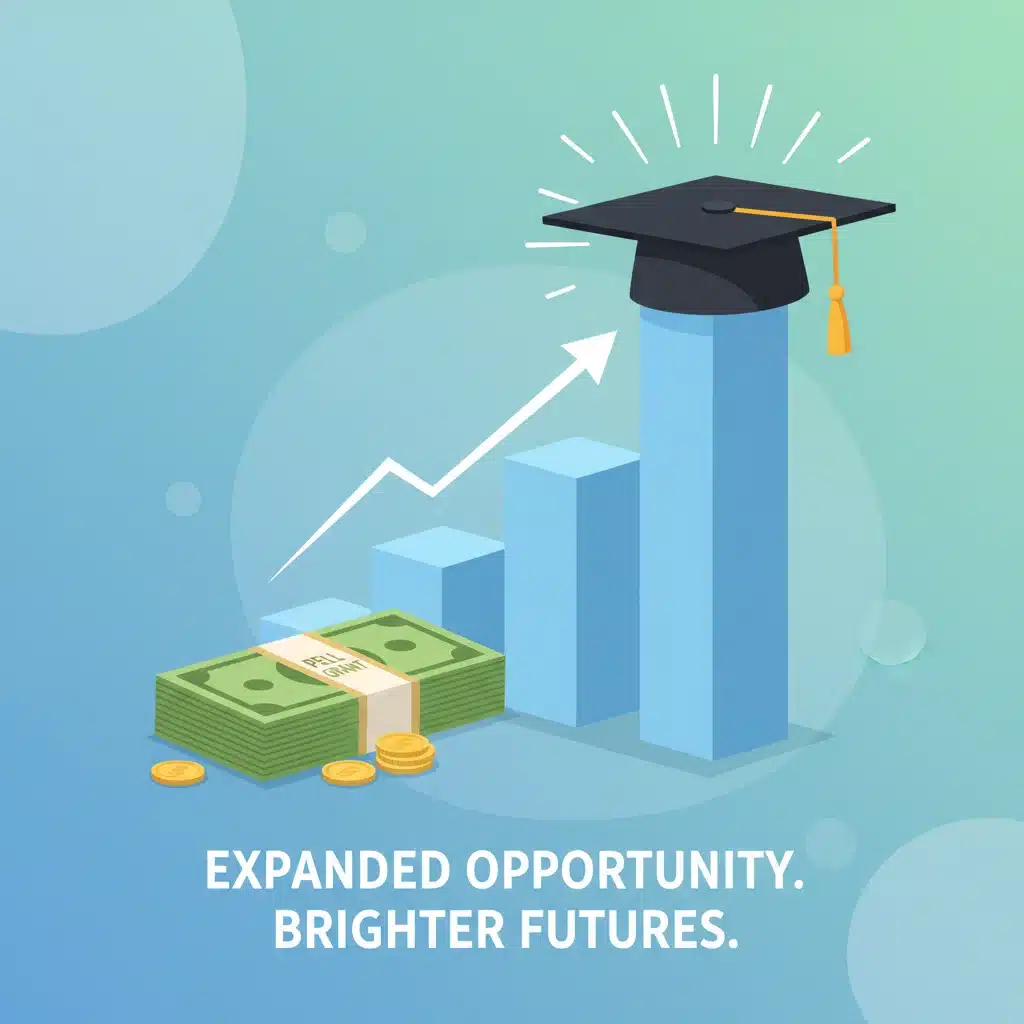 Graphic showing increased financial aid and college access.