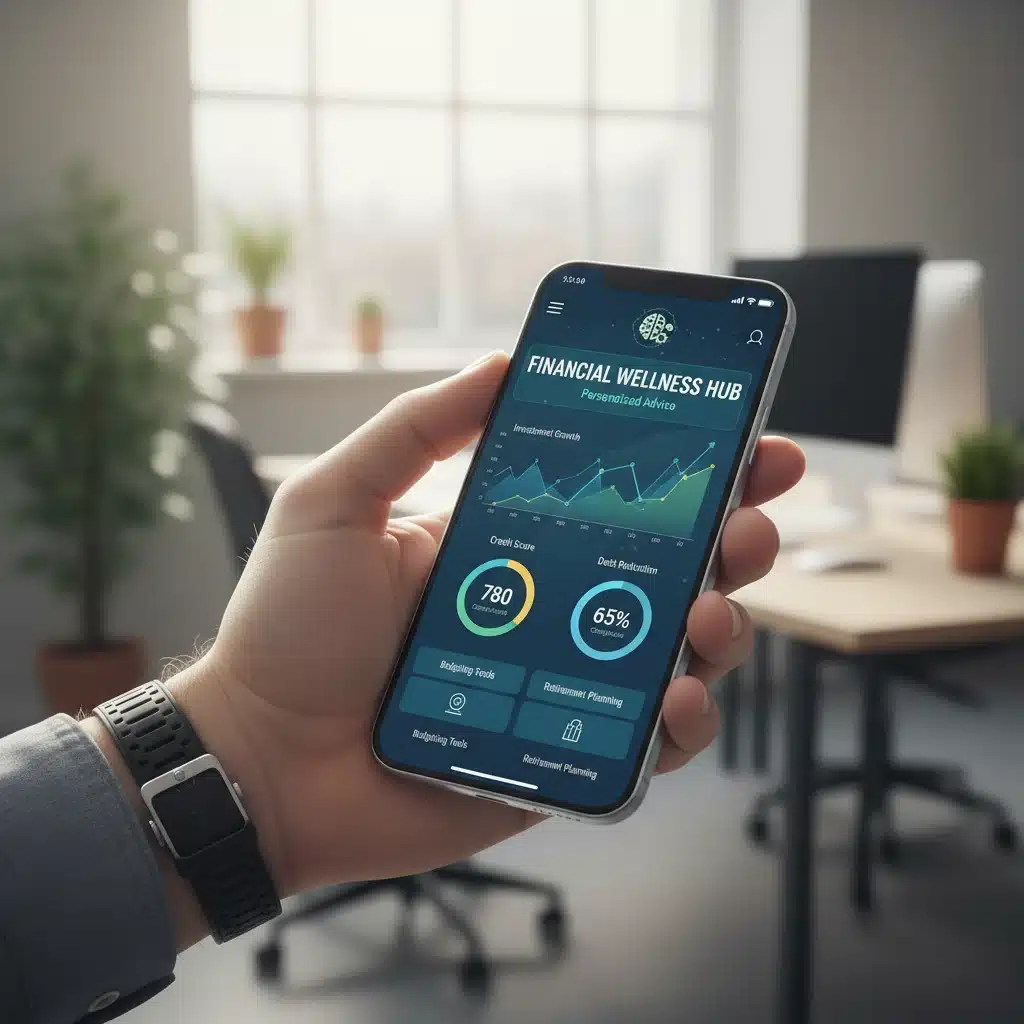 Hand holding smartphone with financial app, symbolizing financial wellness programs