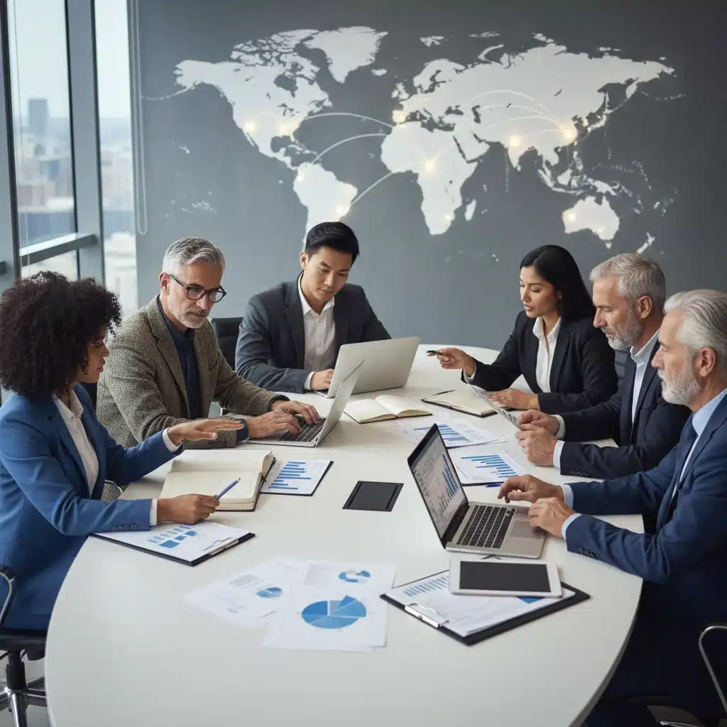 Diverse investors discussing market trends and strategies around a table