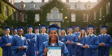 Students confidently approaching a university, representing early college application success