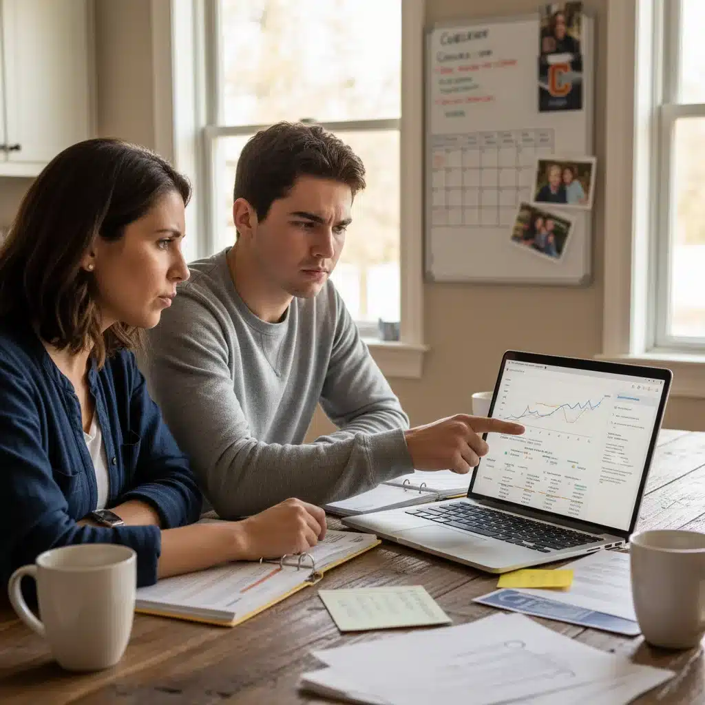 Parent and student discussing college financial aid projections