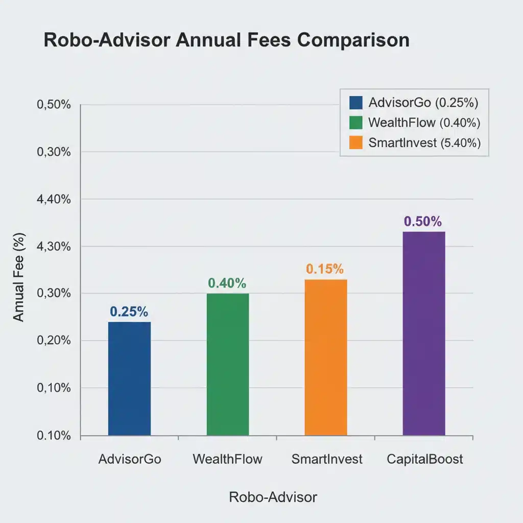 Bar chart illustrating comparative annual fees of leading robo-advisors.